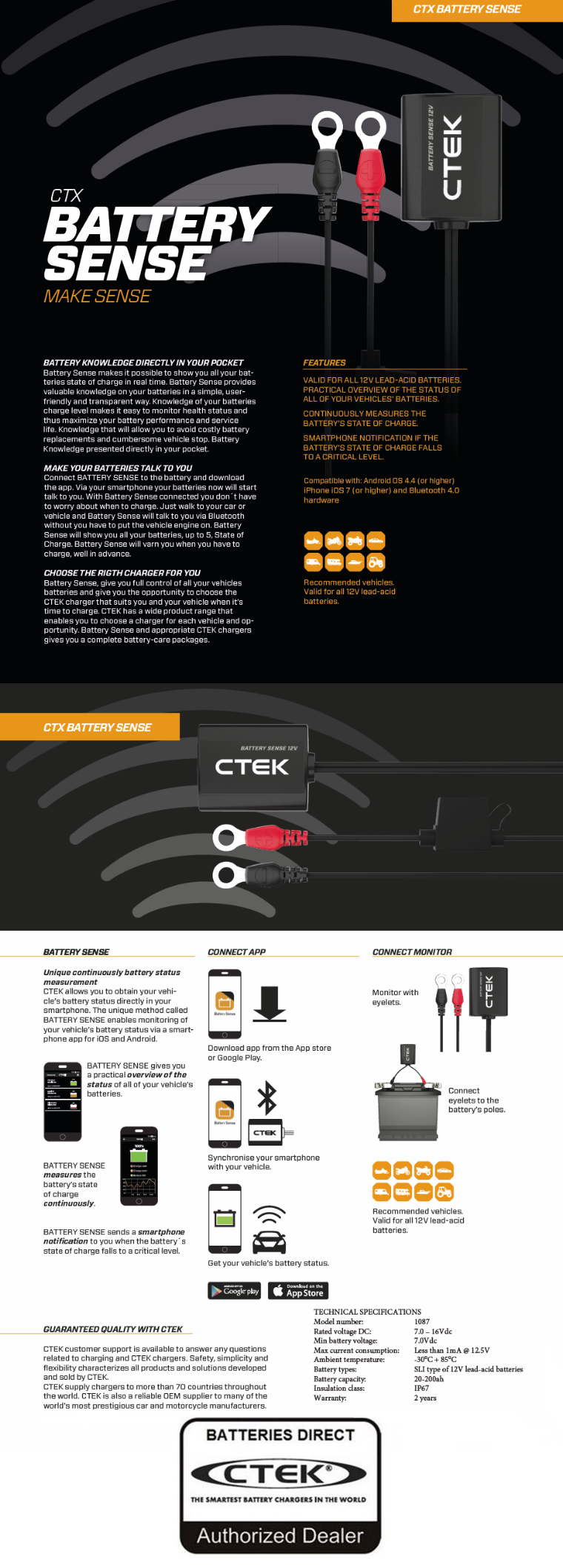 CTEK CTBATTERYSENSE Battery Sense 