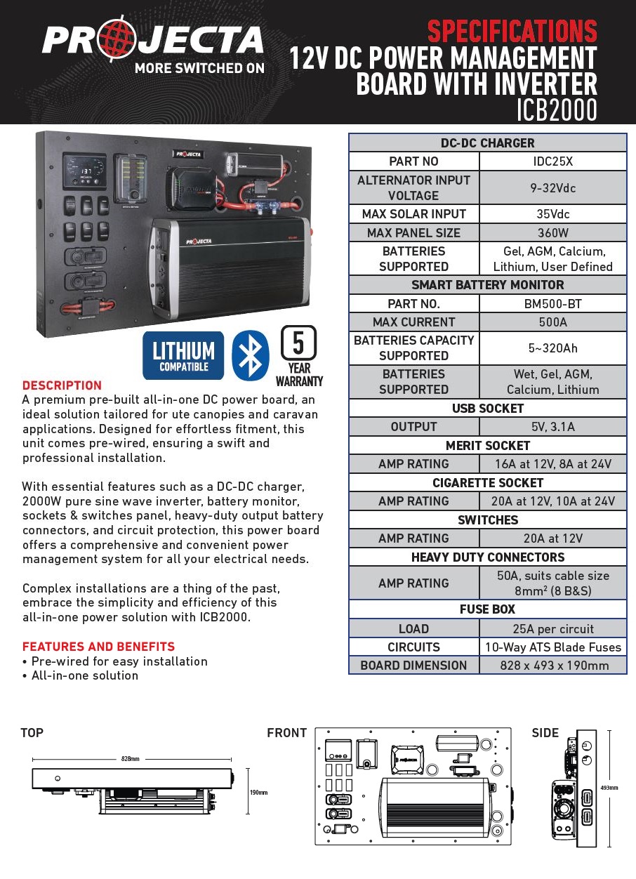 Projecta ICB2000 12V DC Power Management Board with 2000W Inverter