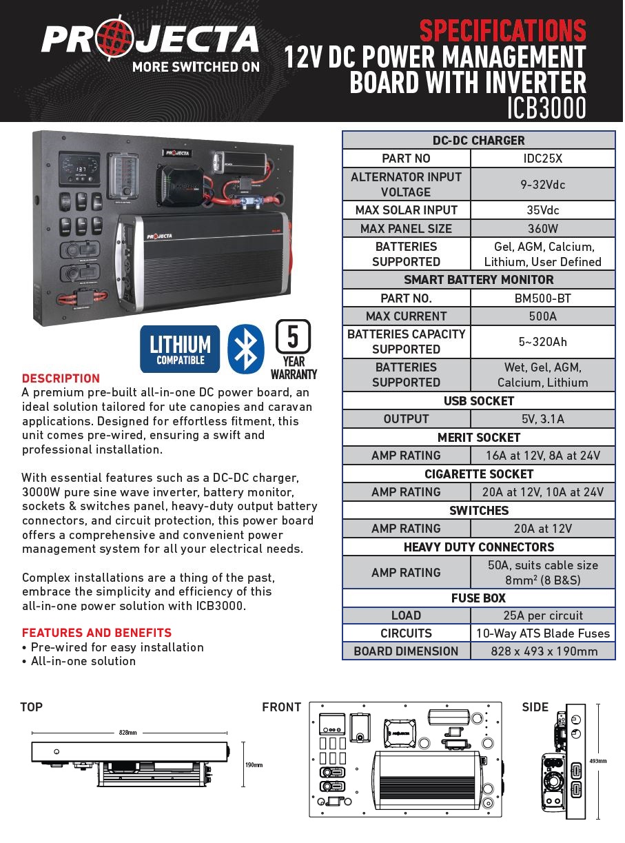 Projecta ICB3000 12V DC Power Management Board with 3000W Inverter